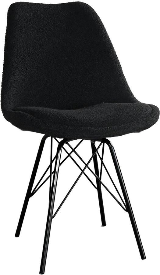 Lizzely Garden & Living SET DEAL: 6 stuks Eetkamerstoel Viga zwart teddy eetstoel