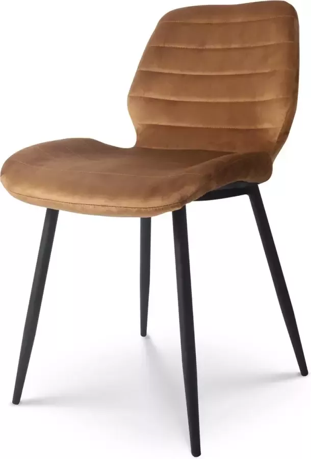 Lizzely Garden & Living Eetkamerstoel Vinnies bruin velvet design stoel - Foto 3