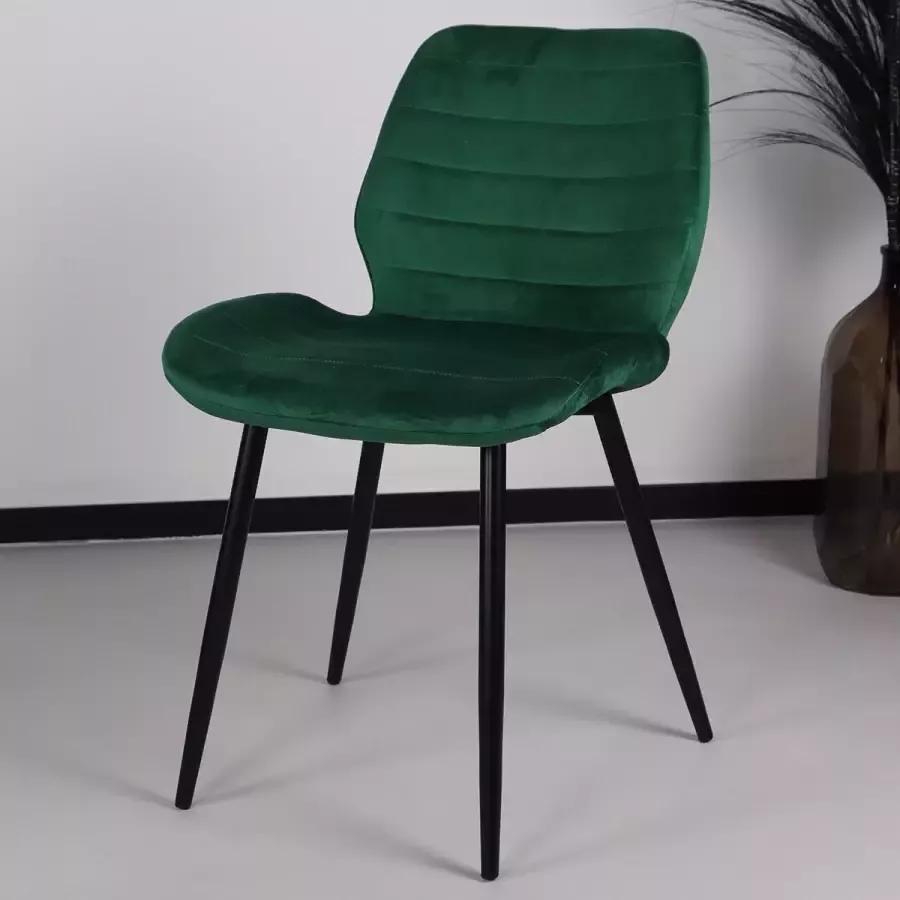 Lizzely Garden & Living Eetkamerstoel Vinnies donkergroen velvet design stoel - Foto 2