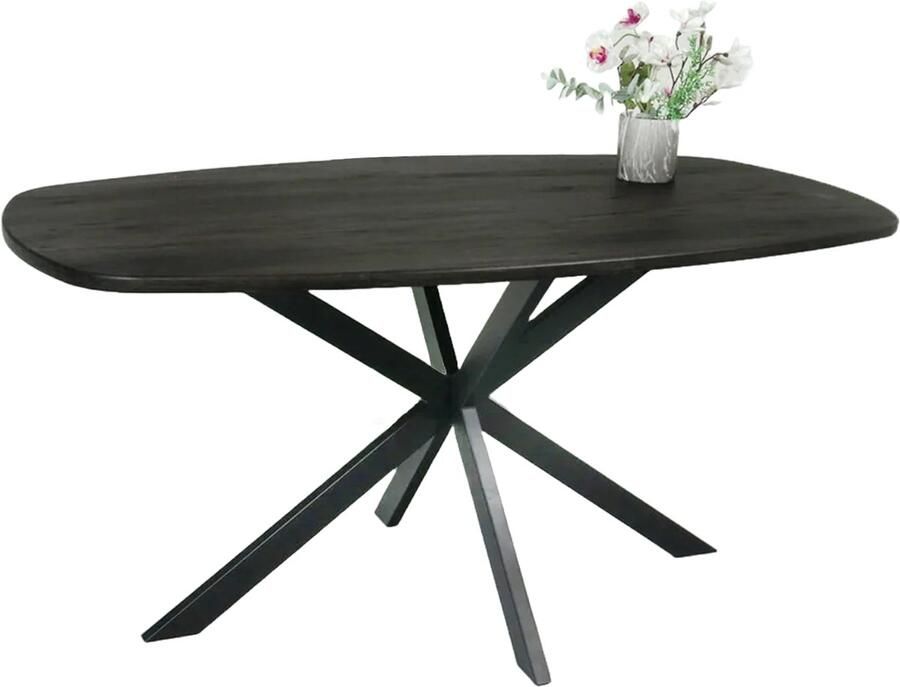 Lizzely Garden & Living Eettafel Deens ovaal 160cm zwart Hero ovale eetkamer tafel - Foto 3