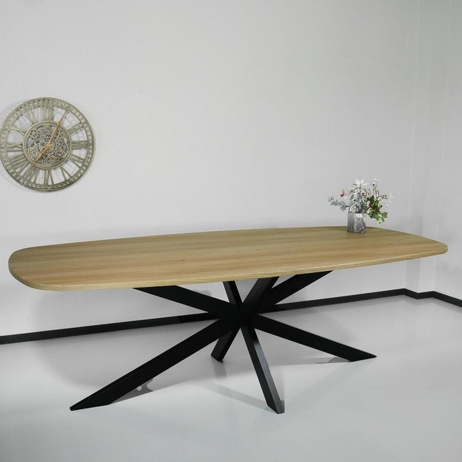 Lizzely Garden & Living Eettafel Deens ovaal 210cm lichtbruin Hero ovale eetkamer tafel