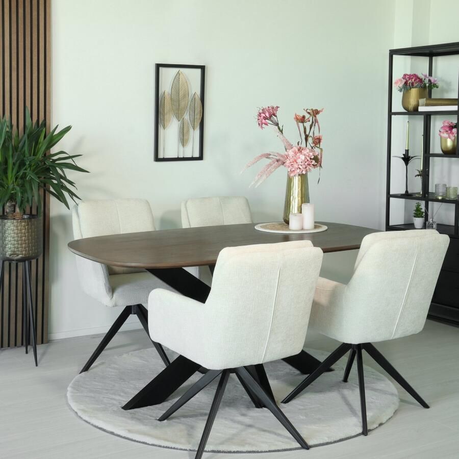 Lizzely Garden & Living Eettafel deens ovaal mangohout 160cm Austin walnoot bruin ovale tafel duurzaam mango eetkamertafel