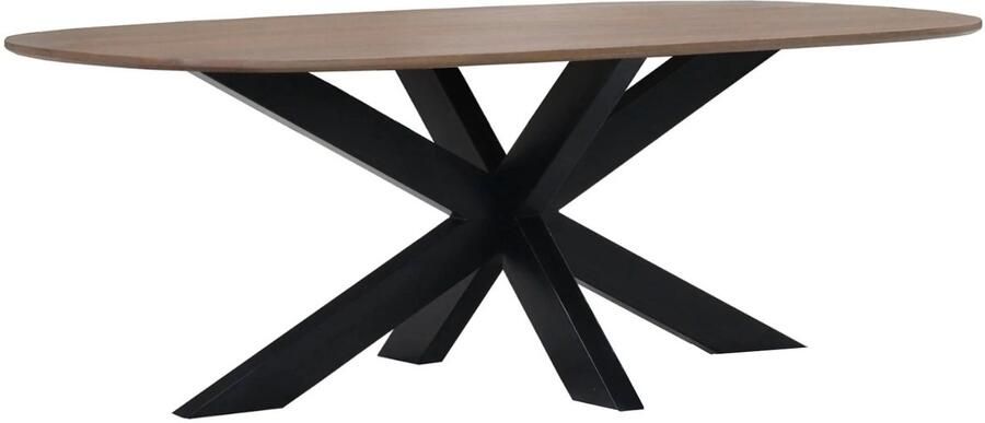 Lizzely Garden & Living Eettafel deens ovaal mangohout 180cm Austin walnoot bruin ovale tafel duurzaam mango eetkamertafel