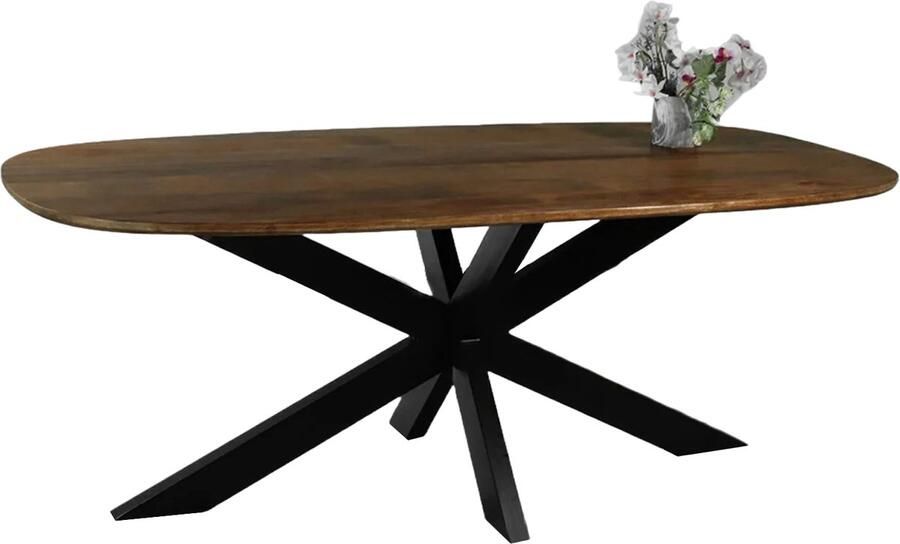 Lizzely Garden & Living Eettafel deens ovaal mangohout 200cm Austin bruin ovale tafel duurzaam mango eetkamertafel - Foto 2