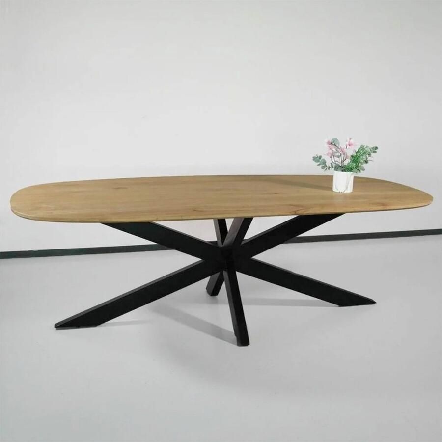 Lizzely Garden & Living Eettafel deens ovaal mangohout 240cm Austin lichtbruin ovale tafel duurzaam mango eetkamertafel