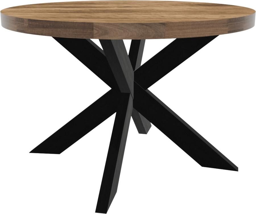 Lizzely Garden & Living Eettafel rond mangohout 120cm Jones lichtbruin ronde industriële tafel duurzaam mango eetkamertafel - Foto 4