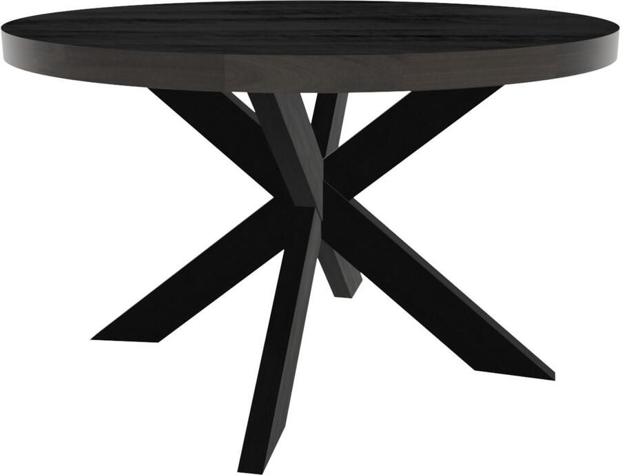 Lizzely Garden & Living Eettafel rond mangohout 130cm Jones zwart ronde industriële tafel duurzaam mango eetkamertafel - Foto 3