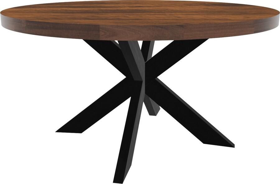 Lizzely Garden & Living Eettafel rond mangohout 150cm Jones bruin ronde industriële tafel duurzaam mango eetkamertafel - Foto 3