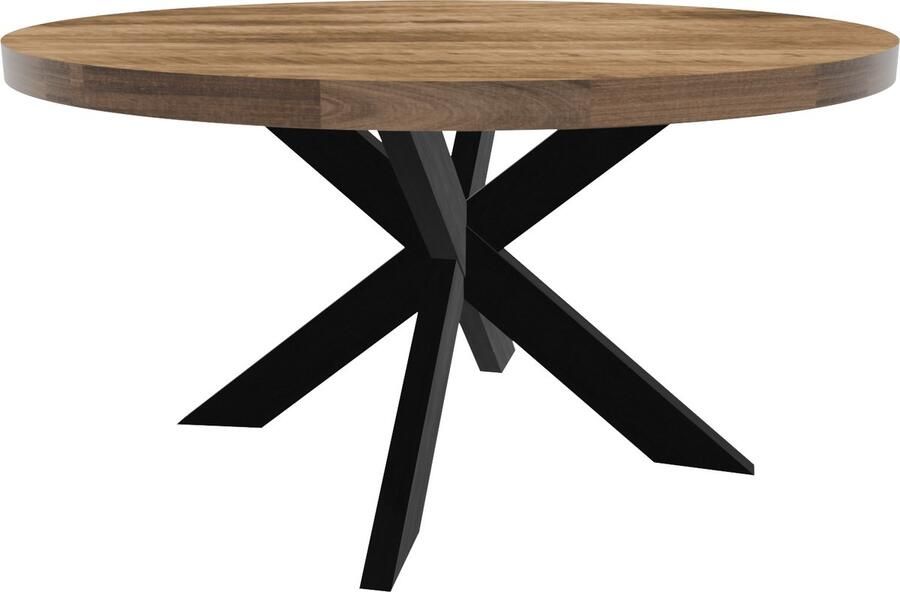 Lizzely Garden & Living Eettafel rond mangohout 150cm Jones lichtbruin ronde industriële tafel duurzaam mango eetkamertafel - Foto 3