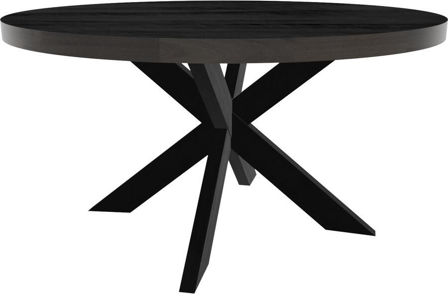 Lizzely Garden & Living Eettafel rond mangohout 150cm Jones zwart ronde industriële tafel duurzaam mango eetkamertafel - Foto 2