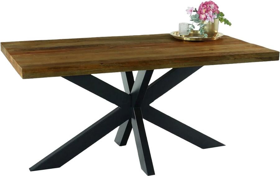 Lizzely Garden & Living Eettafel langwerpig mangohout 160cm John langwerpige tafel duurzaam mango eetkamertafel - Foto 3