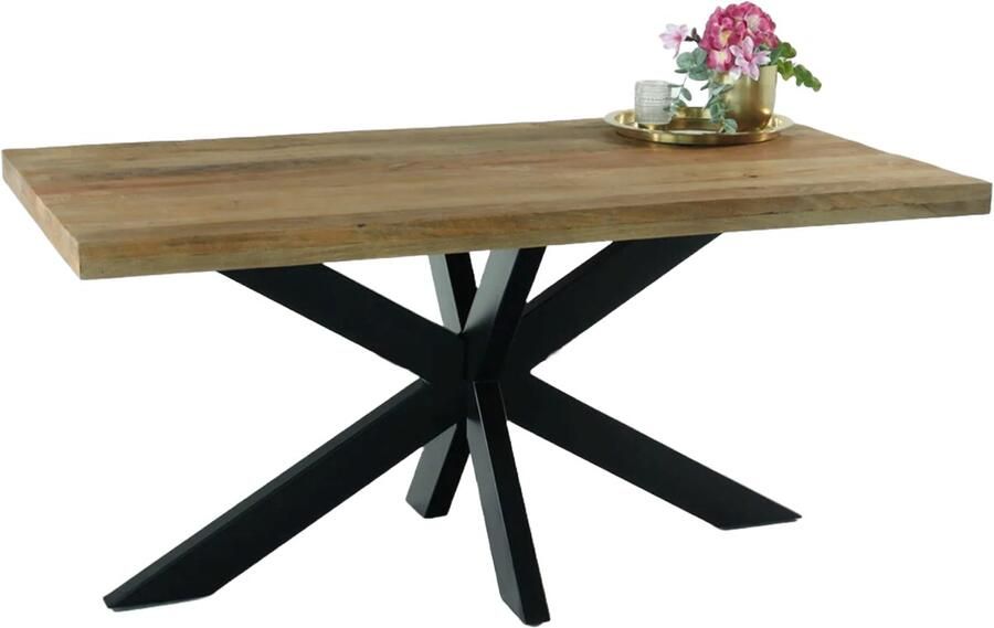 Lizzely Garden & Living Eettafel langwerpig mangohout 160cm lichtbruin John langwerpige tafel duurzaam mango eetkamertafel - Foto 2