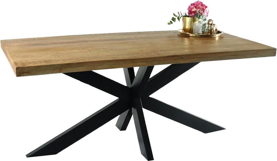 Lizzely Garden & Living Eettafel langwerpig mangohout 180cm lichtbruin John langwerpige tafel duurzaam mango eetkamertafel - Foto 2