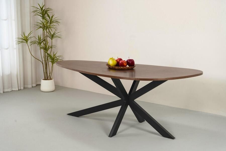 Lizzely Garden & Living Eettafel organisch Jillian 180cm bruin eiken fineer organische eettafel