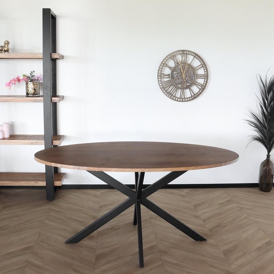 Lizzely Garden & Living Eettafel ovaal 180cm Rato bruin ovale tafel MDF eetkamertafel - Foto 2
