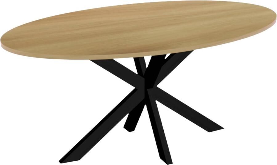 Lizzely Garden & Living Eettafel ovaal 180cm Rato lichtbruin ovale tafel MDF eetkamertafel - Foto 3