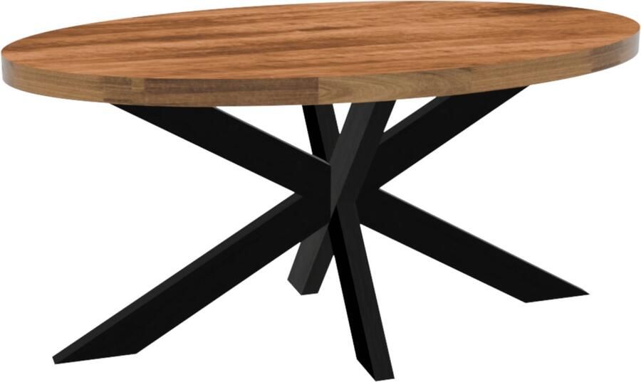 Lizzely Garden & Living Eettafel ovaal mangohout 160cm James lichtbruin ovale industriële tafel duurzaam mango eetkamertafel - Foto 3