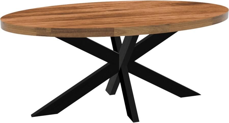 Lizzely Garden & Living Eettafel ovaal mangohout 180cm James lichtbruin ovale industriële tafel duurzaam mango eetkamertafel - Foto 3