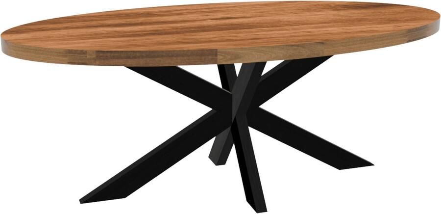 Lizzely Garden & Living Eettafel ovaal mangohout 200cm James lichtbruin ovale industriële tafel duurzaam mango eetkamertafel - Foto 3