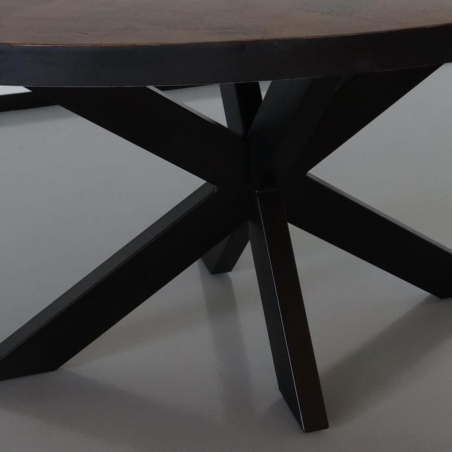 Lizzely Garden & Living Eettafel ovaal mangohout visgraat 200x100cm Liv bruin ovale industriële tafel duurzaam mango eetkamertafel