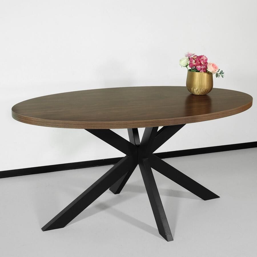 Lizzely Garden & Living Eettafel ovaal melamine 160cm Tommy bruin ovale tafel - Foto 2