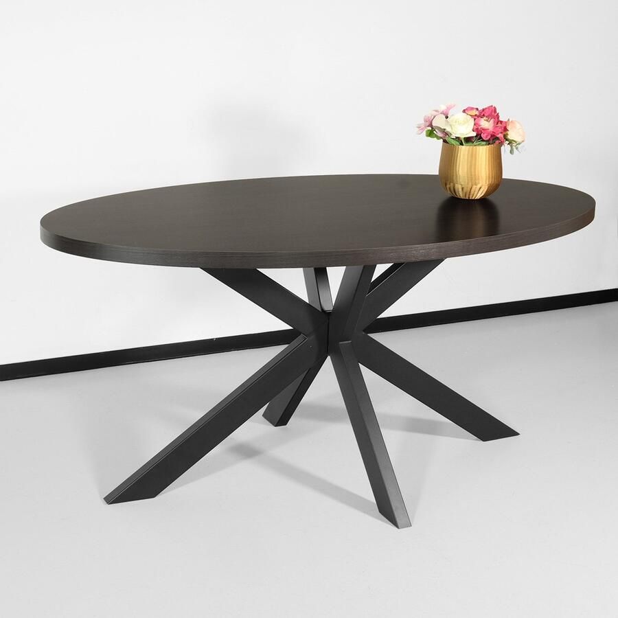 Lizzely Garden & Living Eettafel ovaal melamine 160cm Tommy eiken zwart ovale tafel - Foto 2