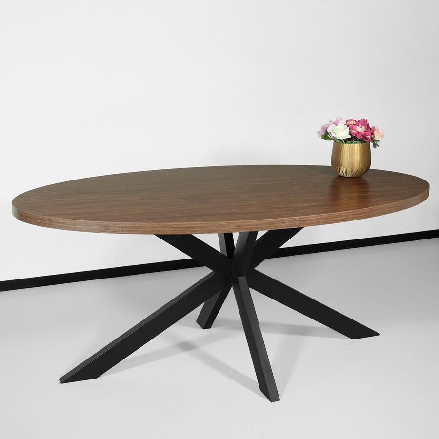Lizzely Garden & Living Eettafel ovaal melamine 180cm Tommy bruin ovale tafel - Foto 2