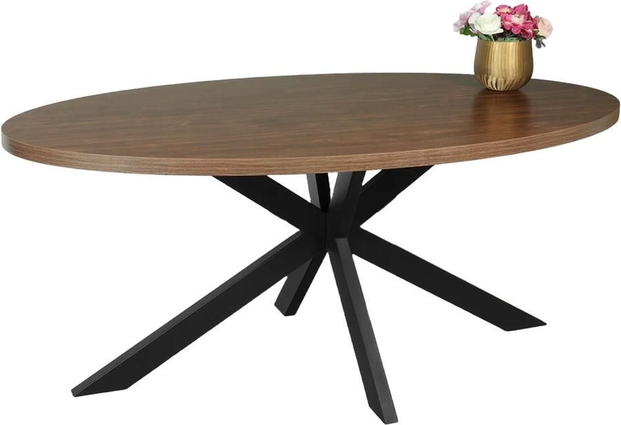 Lizzely Garden & Living Eettafel ovaal melamine 180cm Tommy bruin ovale tafel