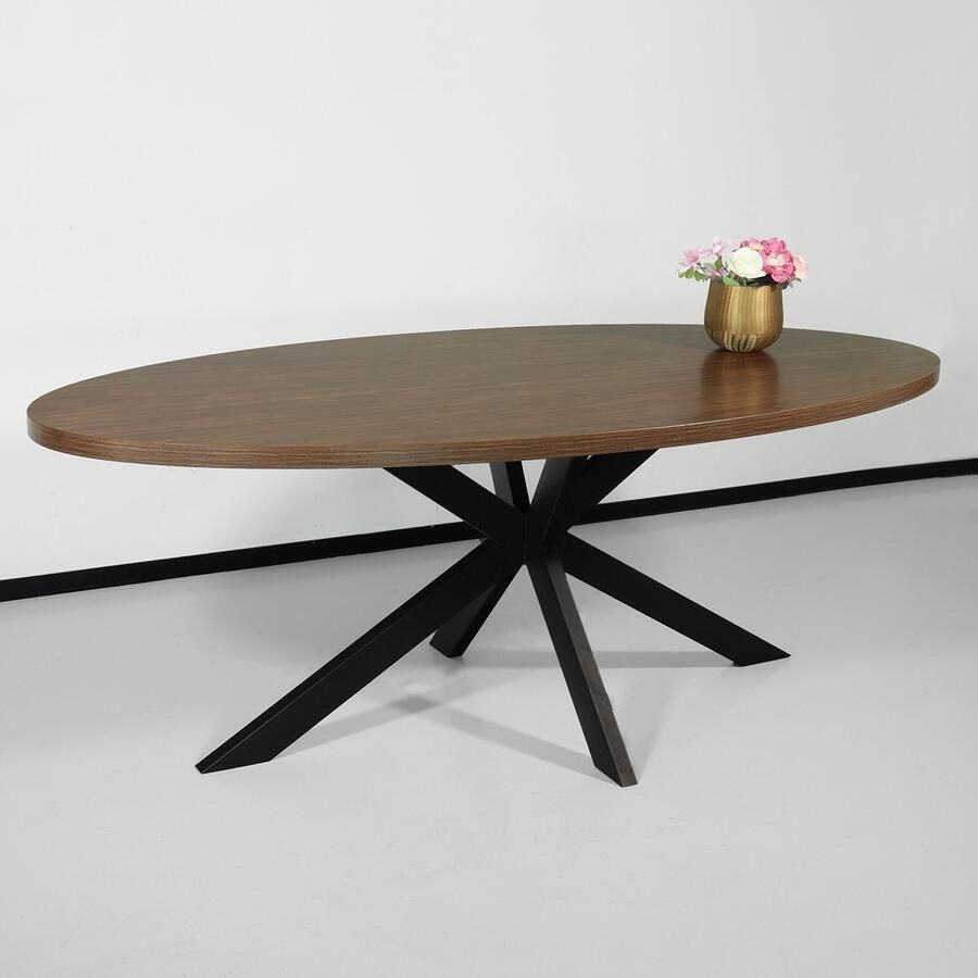 Lizzely Garden & Living Eettafel ovaal melamine 210cm Tommy bruin ovale tafel - Foto 2