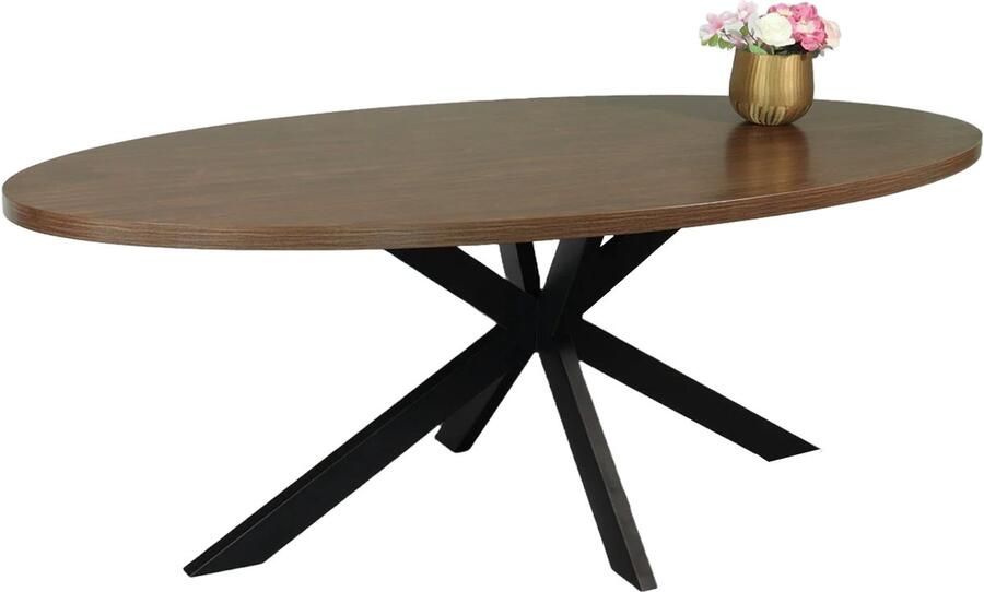 Lizzely Garden & Living Eettafel ovaal melamine 210cm Tommy bruin ovale tafel