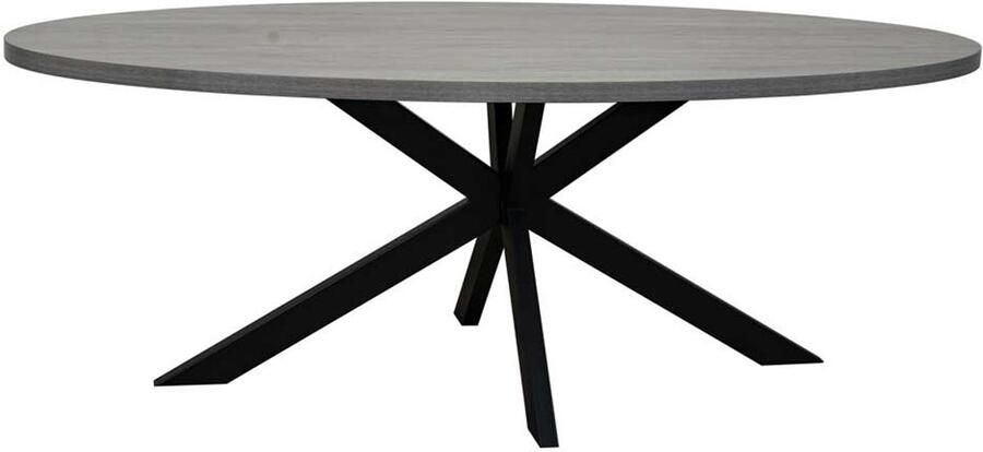 Lizzely Garden & Living Eettafel ovaal melamine 240cm Tommy grijs ovale tafel