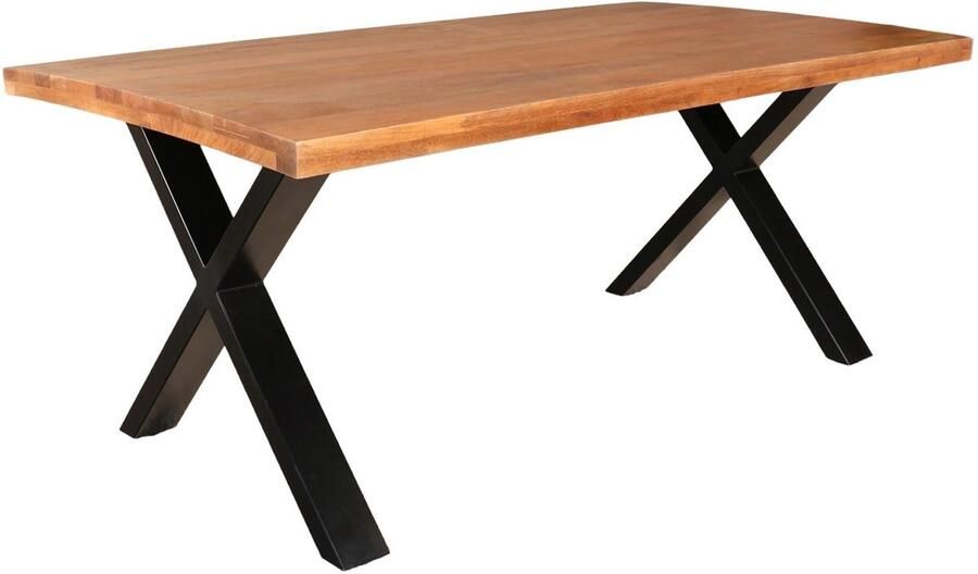Lizzely Garden & Living Eettafel rechthoek mangohout Xavier 200cm duurzaam tafel met X-poot mango rechthoek eetkamertafel hout - Foto 5