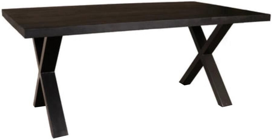 Lizzely Garden & Living Eettafel rechthoek mangohout Xavier zwart 160cm duurzaam tafel met X-poot mango rechthoekige eetkamertafel hout - Foto 5
