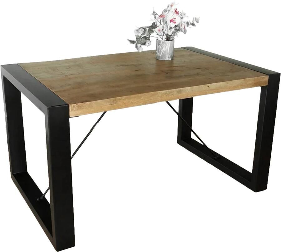 Lizzely Garden & Living Eettafel rechthoekig mangohout Jonas lichtbruin 160cm duurzaam mango tafel eetkamertafel hout - Foto 3