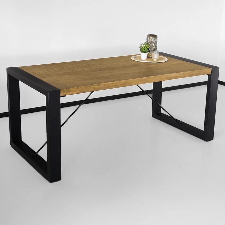 Lizzely Garden & Living Eettafel rechthoekig mangohout Jonas lichtbruin 180cm duurzaam mango tafel eetkamertafel hout - Foto 2
