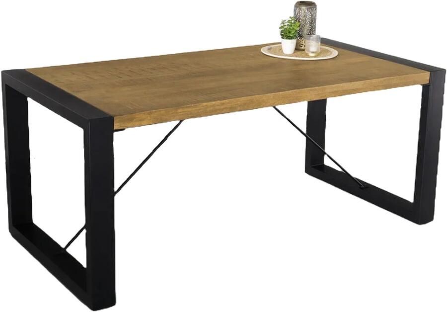 Lizzely Garden & Living Eettafel rechthoekig mangohout Jonas lichtbruin 180cm duurzaam mango tafel eetkamertafel hout