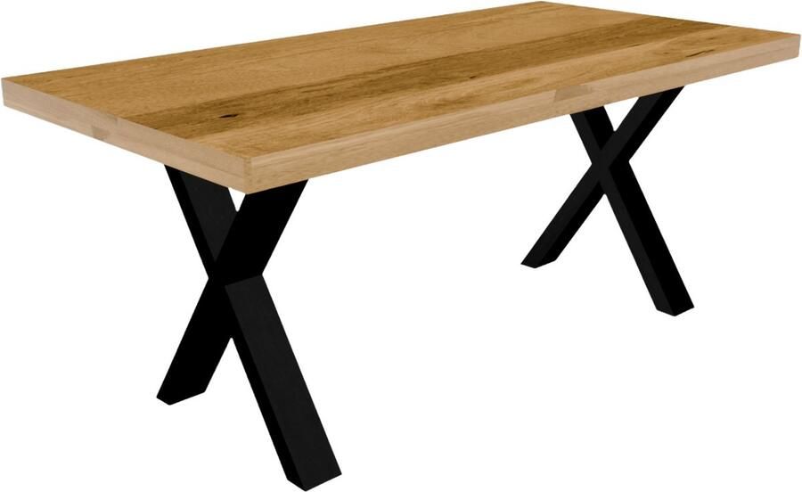 Lizzely Garden & Living Eettafel rechthoekig mangohout Xavier lichtbruin 180cm duurzaam tafel met X-poot mango rechthoekige eetkamertafel hout - Foto 2