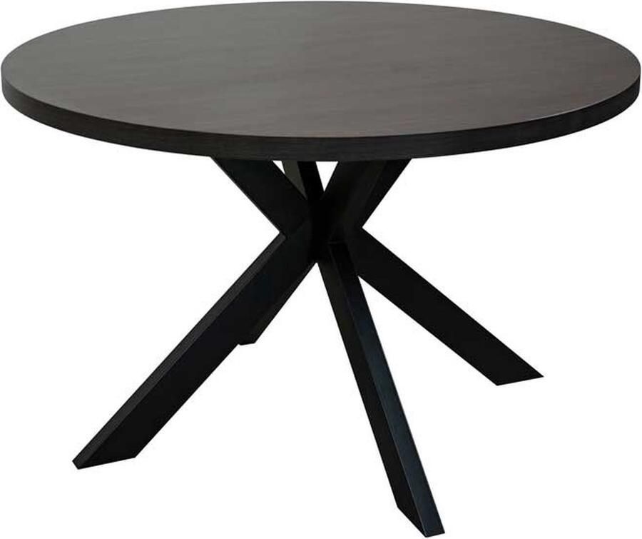 Lizzely Garden & Living Eettafel rond melamine 120cm Sanne eiken zwart ronde tafel - Foto 2
