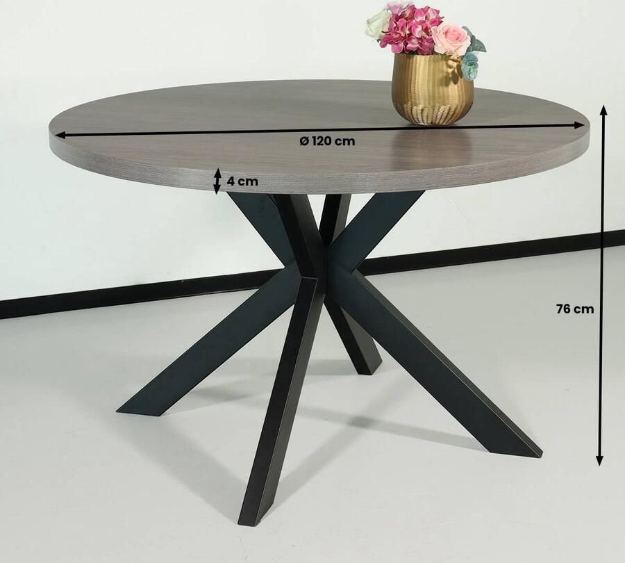 Lizzely Garden & Living Eettafel rond melamine 120cm Sanne grijs ronde tafel - Foto 2
