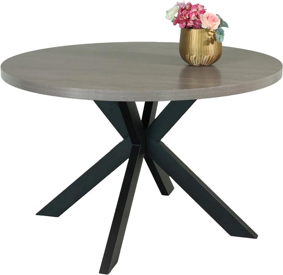 Lizzely Garden & Living Eettafel rond melamine 120cm Sanne grijs ronde tafel
