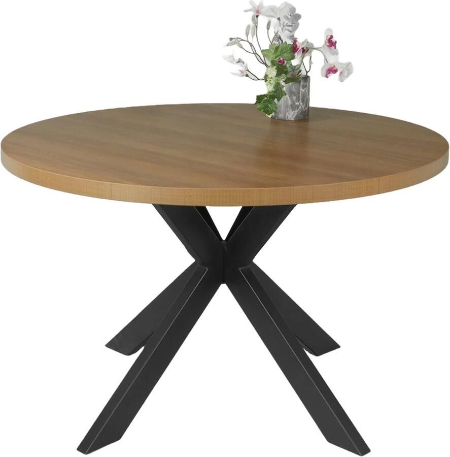 Lizzely Garden & Living Eettafel rond melamine 120cm Sanne lichtbruin ronde tafel