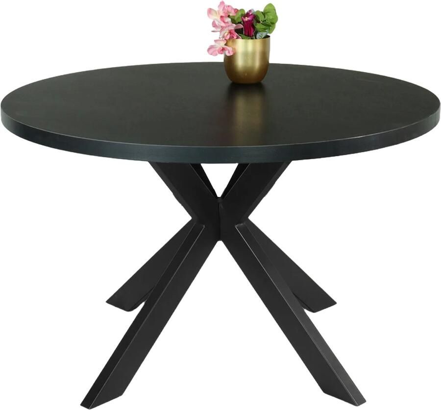 Lizzely Garden & Living Eettafel rond melamine 120cm Sanne zwart ronde tafel