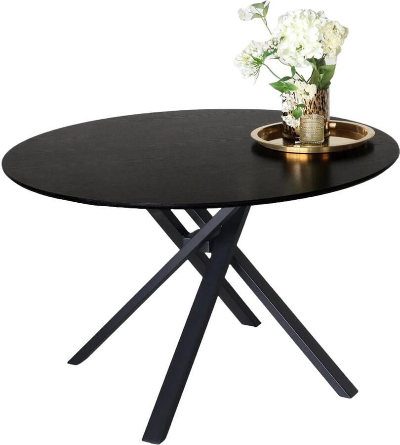 Lizzely Garden & Living Eettafel rond Ronsi Antoinette zwart 140cm ronde tafel MDF eetkamertafel - Foto 4
