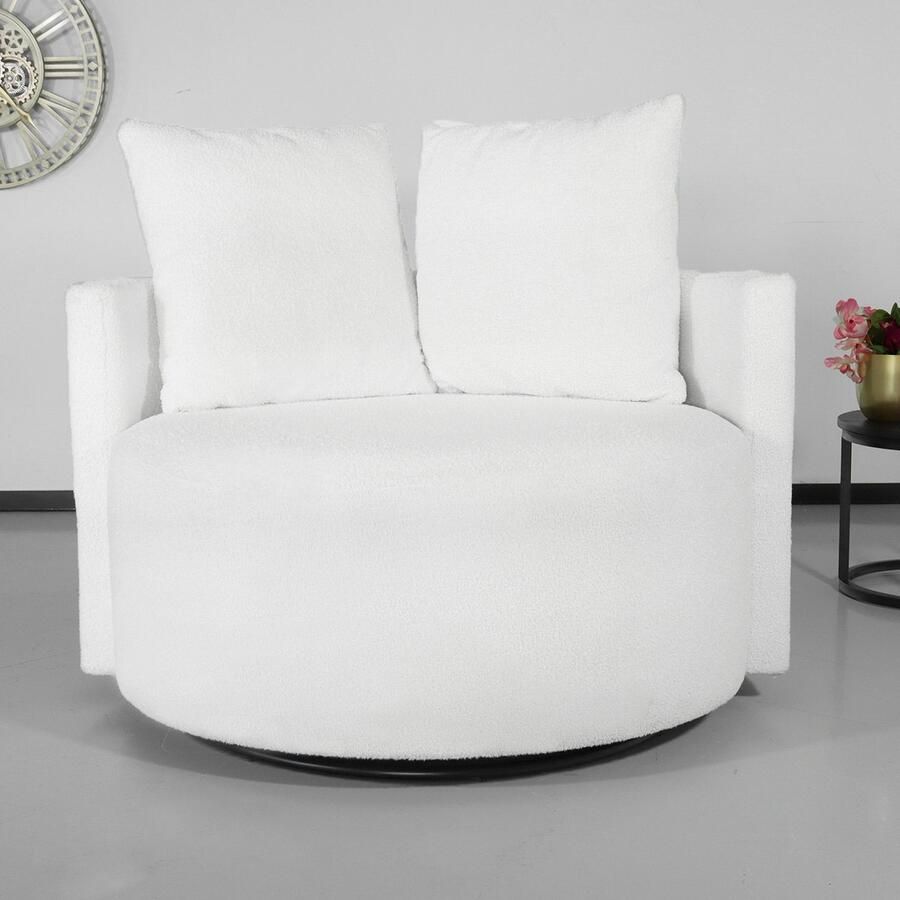 Lizzely Garden & Living Fauteuil loveseat teddy wit draaibare fauteuil - Foto 2
