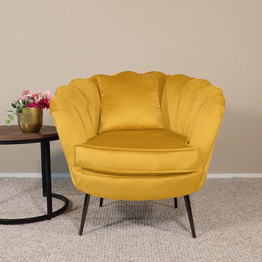Lizzely Garden & Living Fauteuil zitbank 1 persoons stoel Belle goud bankje - Foto 2
