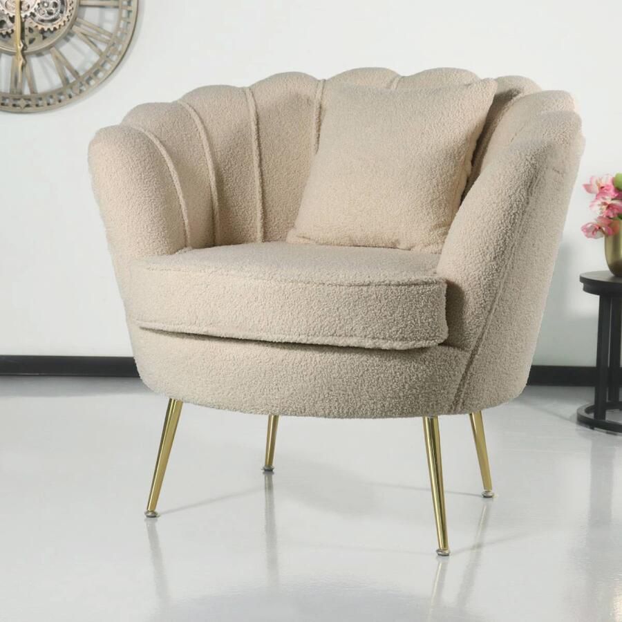Lizzely Garden & Living Fauteuil zitbank 1 persoons stoel Belle teddy beige - Foto 4