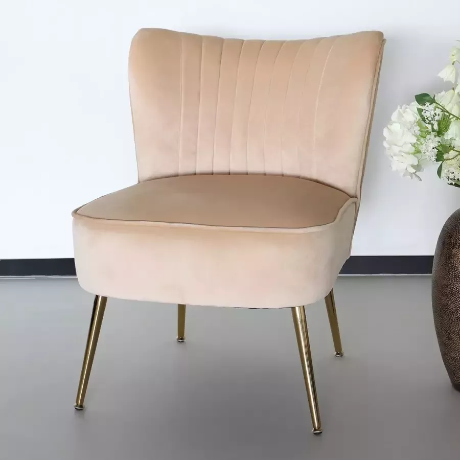 Lizzely Garden & Living Fauteuil zitbank 1 persoons Rilaan velvet zand stoel - Foto 3