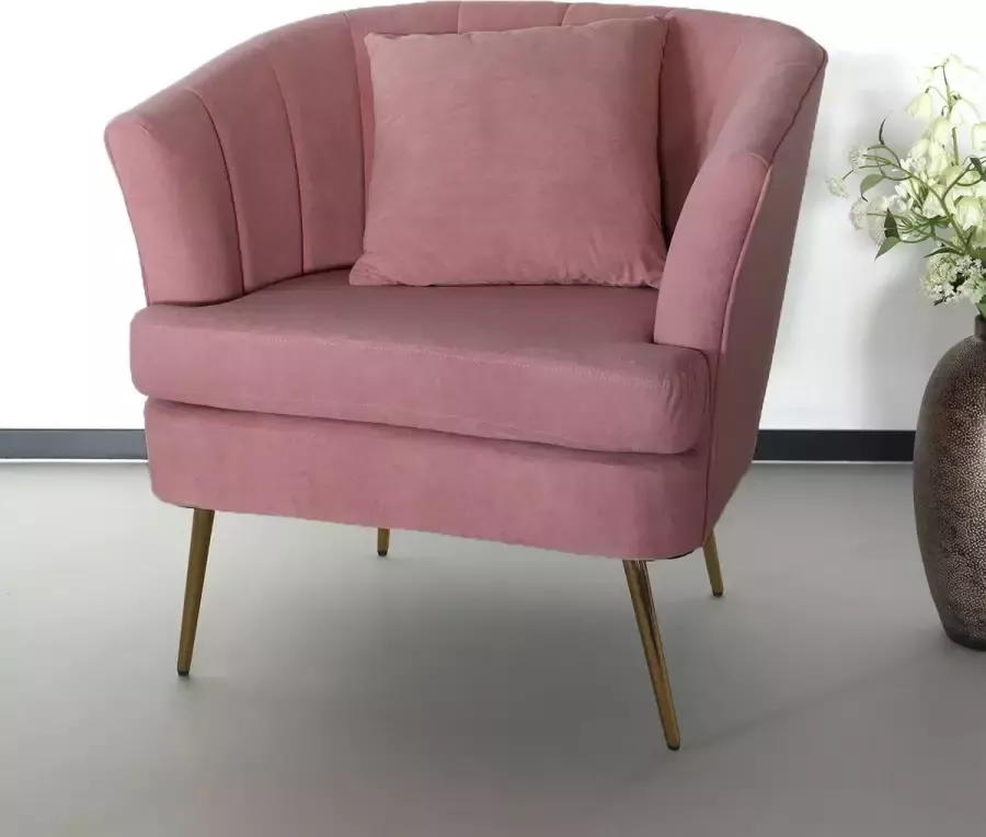 Lizzely Garden & Living Fauteuil zitbank 1 persoons Sien velvet roze stoel - Foto 2