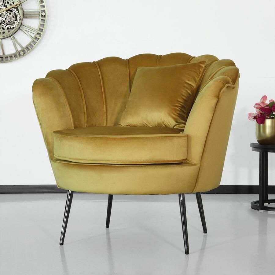 Lizzely Garden & Living Fauteuil zitbank 1 persoons stoel Belle goud bankje - Foto 2
