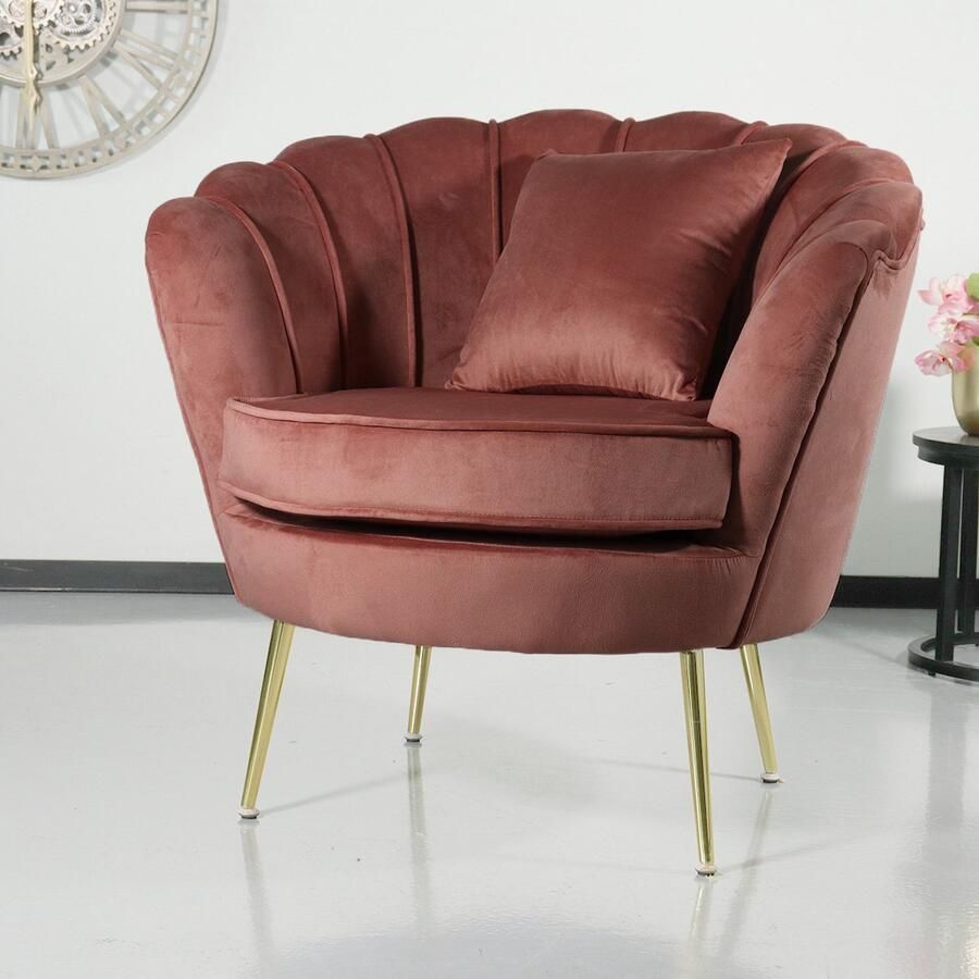 Lizzely Garden & Living Fauteuil zitbank 1 persoons stoel Belle oud roze bankje - Foto 3